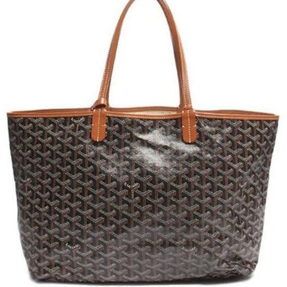 Authentic Goyard Goyardine Saint Louis PM Black Brown Shoulder Tote Bag & Pouch - Picture 4 of 16